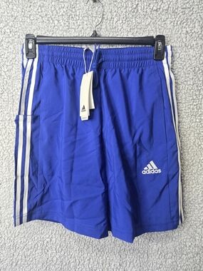 Adidas Men's Blue Athletic 3S Chelsea Shorts with White Stripes